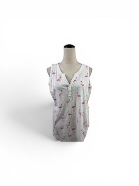 torrid White Tank Top with Pink Flamingo Print size 1-1X/14-16
